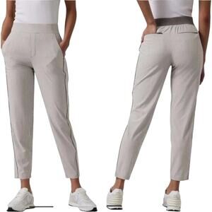 Athleta Brooklyn Textured Ankle Pants UPF 50+ Tapered High City Stripe Gray 4